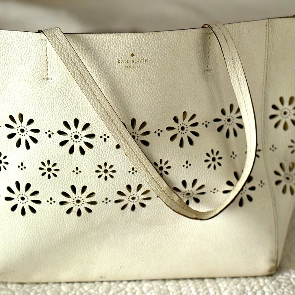 Kate Spade White Floral Cutout Tote